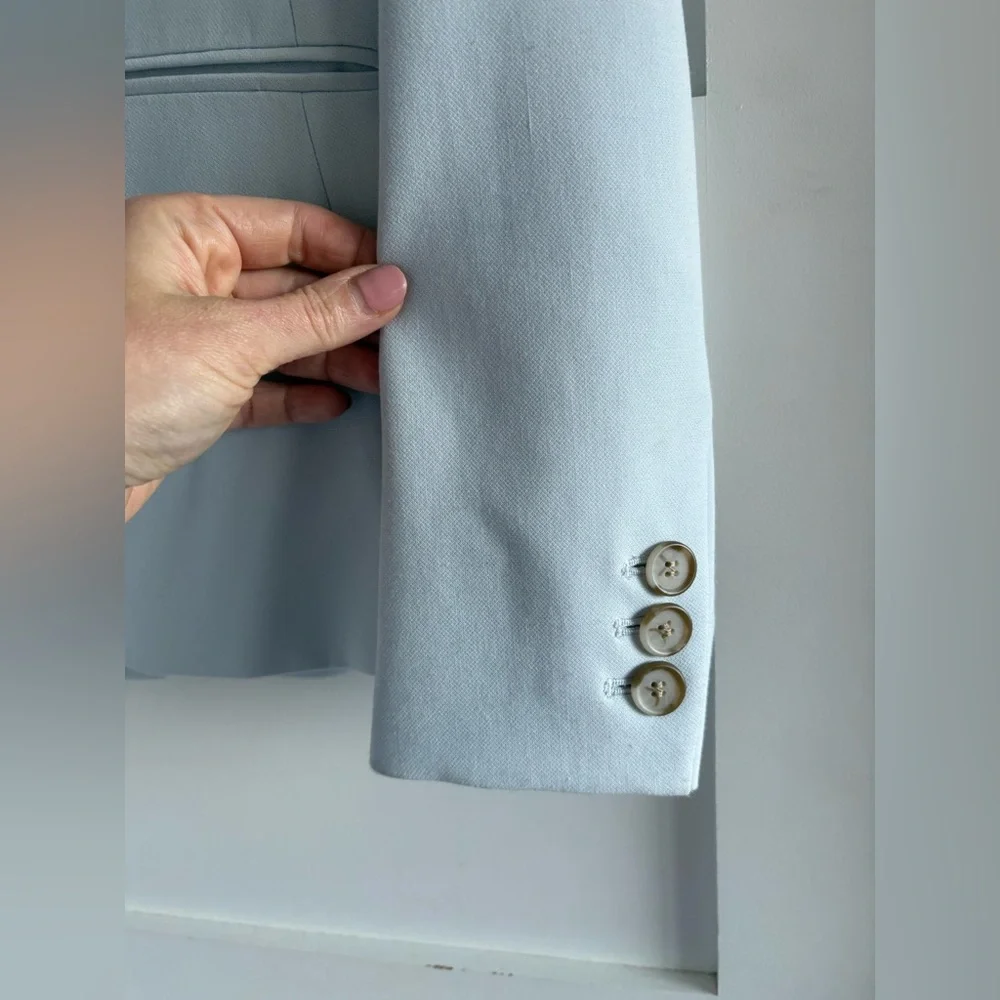 Talbots Italian luxe double cloth single button baby blue blazer size 2 - Picture 5 of 13
